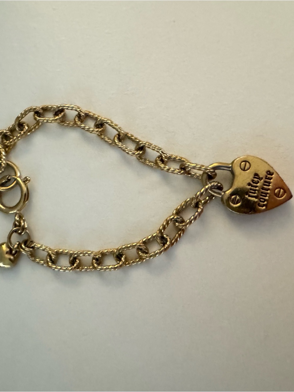 Juicy Couture Gold Heart Padlock Double Chain Bracelet